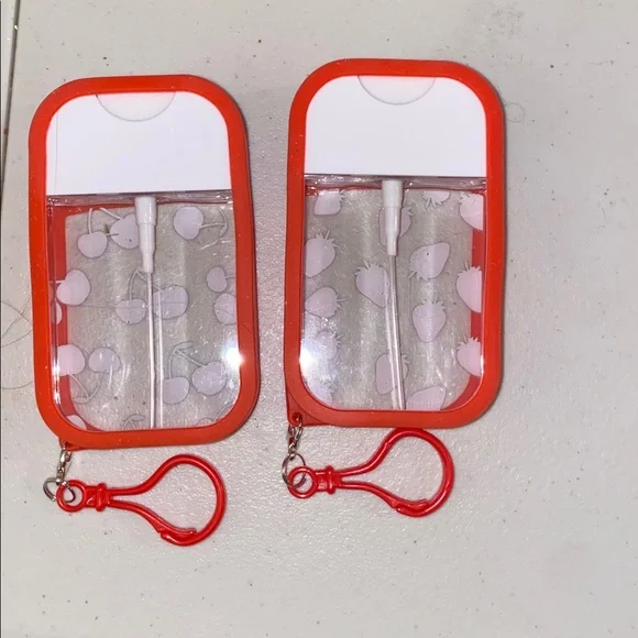 50mL Red Strawberry and Red Cherry Spritz  Holder Keychains . - Picture 2 of 2